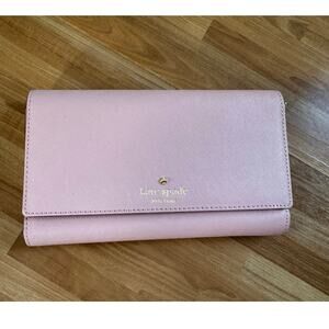 Kate Spade New York Staci Large Slim Bifold Wallet - Chalk Pink Saffiano Leather